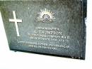 
L. THOMPSON,
died 3 Nov 1998 aged 71 years,
husband father father-in-law pa;
Beerwah Cemetery, City of Caloundra

