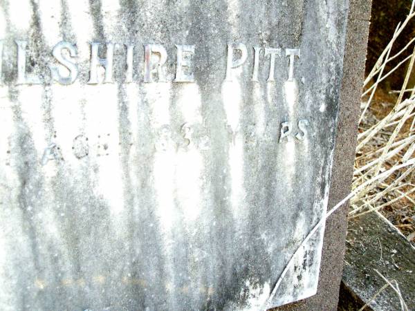 George Wilshire PITT, grandpa?,  | died 14? Sept 1943? aged 83 1/2 years;  | Beerwah Cemetery, City of Caloundra  |   | 