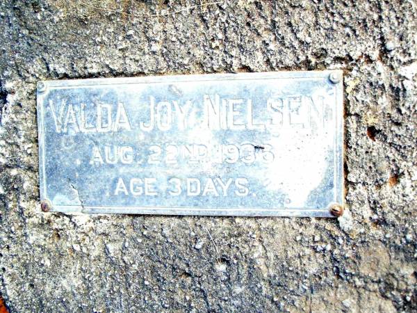 Valda Joy NIELSEN,  | died 22 Aug 1936 aged 3 days;  | Beerwah Cemetery, City of Caloundra  | 