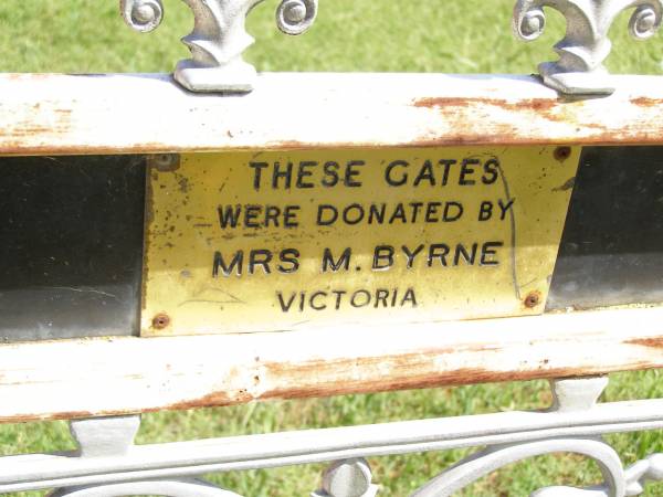 Mrs M. BYRNE,  | Victoria;  | Bell cemetery, Wambo Shire  | 