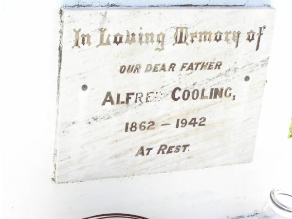 Alfred COOLING,  | father,  | 1862 - 1942;  | Bell cemetery, Wambo Shire  | 