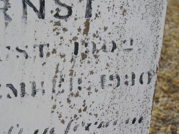 August ERNST,  | born 11 Aug 1902 died 9 Nov 1930;  | Bergen Djuan cemetery, Crows Nest Shire  | 