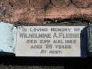 Wilhelmine A FLESSER 23 Aug 1883 aged 26  Bethania (Lutheran) Bethania, Gold Coast 
