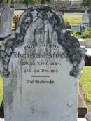 
Johann Gottlieb SCHNEIDER
geb  12 Apr 1834
gest 20 Dec 1917

Bethania (Lutheran) Bethania, Gold Coast
