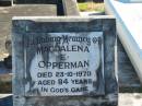 Magdalena R OPPERMAN 23 Oct 1970 aged 84  Bethania (Lutheran) Bethania, Gold Coast 
