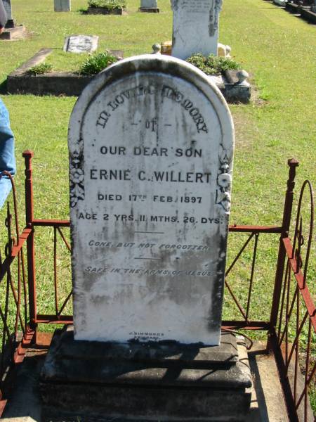 Ernie C WILLERT  | 17 Feb 1897  | aged 2 yrs 11 months 26 days  |   | Bethania (Lutheran) Bethania, Gold Coast  | 