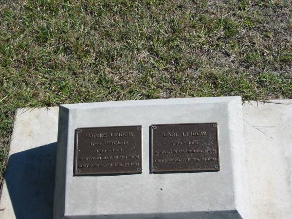 Sophie LINDOW (nee BERNDT)  | 1799 - 1869  | arrived in Queensland from Cunterbera Prussia in 1864  |   | Carl LINDOW  | 1799 - 1869  | arrived in Queensland from Cunterbera Prussia in 1864  |   | Bethania (Lutheran) Bethania, Gold Coast  | 