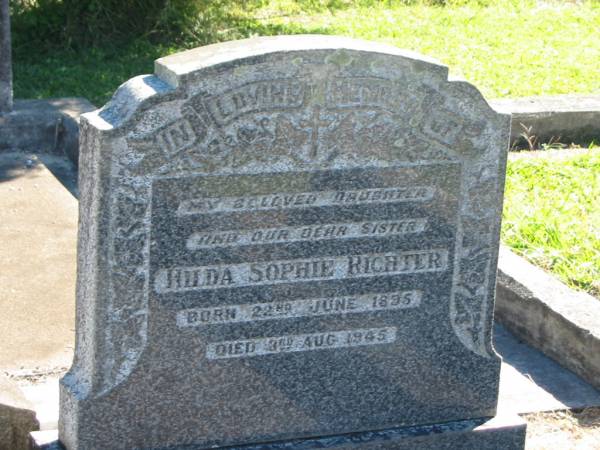 Hilda Sophie RICHTER  | B: 22 Jun 1895  | D: 3 Aug 1945  |   | Bethania (Lutheran) Bethania, Gold Coast  | 