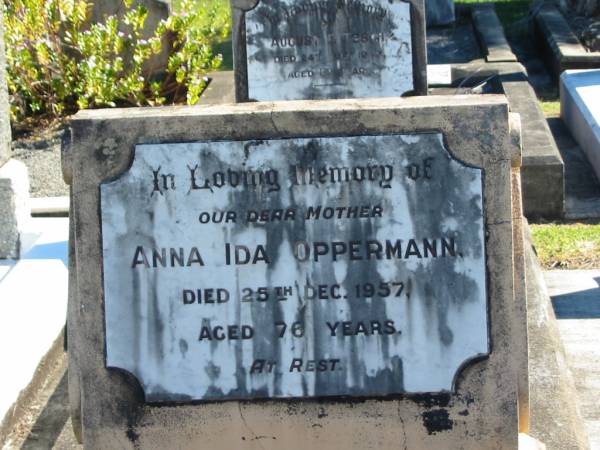 Anna Ida OPPERMANN  | D: 25 Dec 1957  | aged 76  |   | Bethania (Lutheran) Bethania, Gold Coast  | 