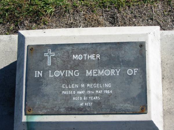 Ellen M REGELING  | 19 May 1964  | aged 61  |   | Bethania (Lutheran) Bethania, Gold Coast  | 