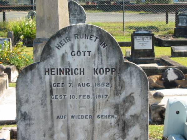 Heinrich KOPP  | geb   7 Aug 1852  | gest 10 Feb 1917  |   | Bethania (Lutheran) Bethania, Gold Coast  | 