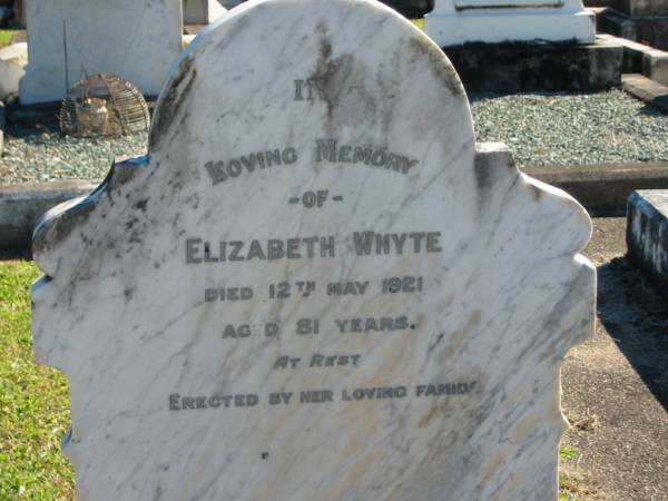 Elizabeth WHYTE  | 12 May 1921  | aged 81  |   | Bethania (Lutheran) Bethania, Gold Coast  | 