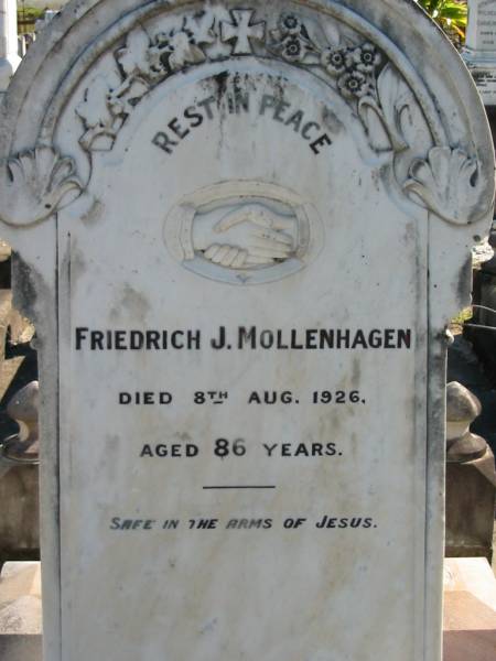 Friedrich J MOLLENHAGEN  | 8 Aug 1926  | aged 86  |   | Bethania (Lutheran) Bethania, Gold Coast  | 