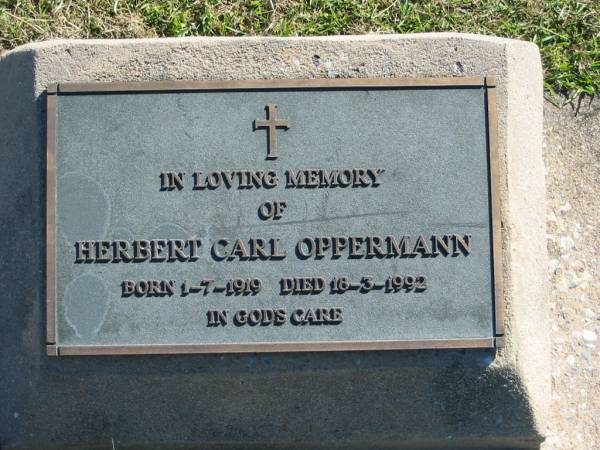 Herbert Carl OPPERMANN  | B:  1 Jul 1919  | D: 18 Mar 1992  |   | Bethania (Lutheran) Bethania, Gold Coast  | 