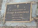 
Stuart KASPROWICZ
B: 12 Dec 1952
D: 24 Apr 2000
(Emma CLINTON)

Bethel Lutheran Cemetery, Logan Reserve (Logan City)

