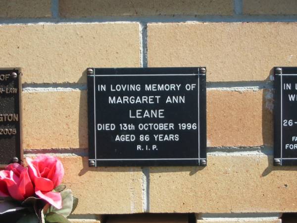 Margaret Ann LEANE,  | died 13 Oct 1996 aged 86 years;  | Blackbutt-Benarkin cemetery, South Burnett Region  | 