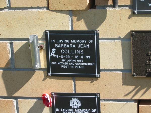 Barbara Jean COLLINS,  | 19-6-29 - 12-4-99,  | wife mother grandmother;  | Blackbutt-Benarkin cemetery, South Burnett Region  | 