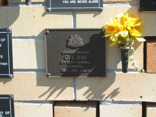 C.J. DAY,  | died 28-2-2004 aged 81 years;  | Blackbutt-Benarkin cemetery, South Burnett Region  | 