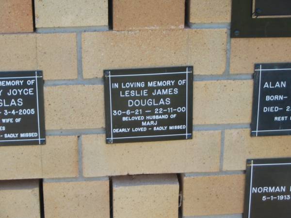 Leslie James DOUGLAS,  | 30-6-21 - 22-11-00,  | husband of Marj;  | Blackbutt-Benarkin cemetery, South Burnett Region  | 