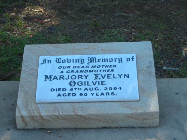 Marjory Evelyn OGILVIE,  | mother grandmother,  | died 4 Aug 2004 aged 90 years;  | Blackbutt-Benarkin cemetery, South Burnett Region  | 