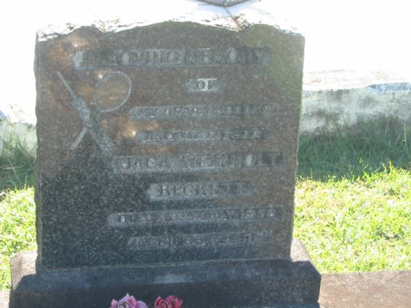 Jack Weinholt BECKETT,  | husband father,  | died 30 July 1959 aged 63 years;  | Blackbutt-Benarkin cemetery, South Burnett Region  | 