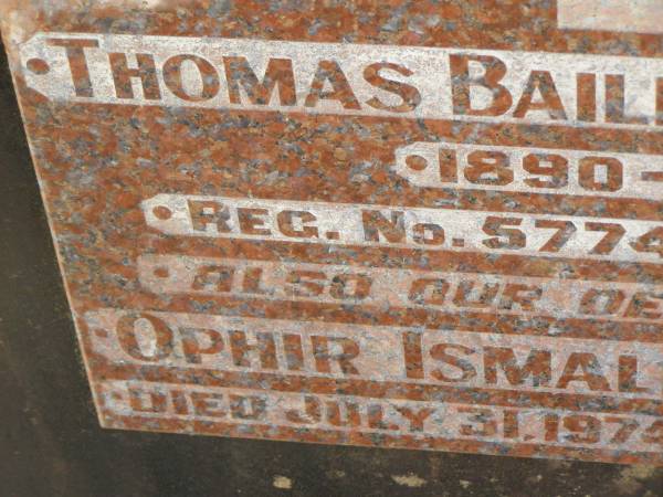Thomas Bailey DOUGLASS,  | 1890 - 1971;  | Ophir Ismalia DOUGLASS,  | died 31 July 1974 aged 78 years,  | mother;  | Blackbutt-Benarkin cemetery, South Burnett Region  | 
