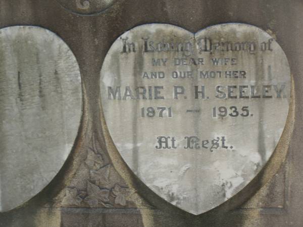 Marie P.H. SEELEY,  | wife mother,  | 1871 - 1935;  | Blackbutt-Benarkin cemetery, South Burnett Region  | 