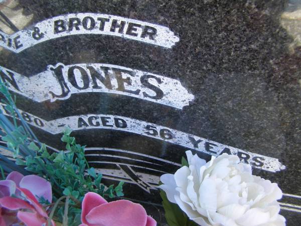 Kevin JONES,  | husband father popie brother,  | died 9 Aug 1980 aged 56 years;  | Blackbutt-Benarkin cemetery, South Burnett Region  | 