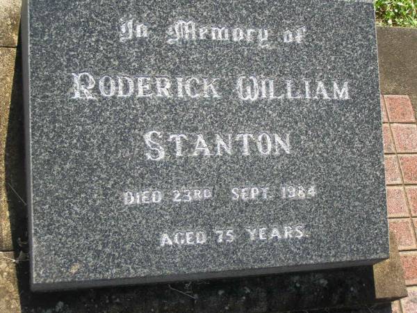 Roderick William STANTON,  | died 23 Sept 1984 aged 75 years;  | Blackbutt-Benarkin cemetery, South Burnett Region  | 