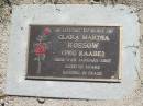 Clara Martha ROSSOW (Peg RAABE), died 26 Jan 2007 aged 97 years; Blackbutt-Benarkin cemetery, South Burnett Region 