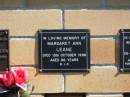Margaret Ann LEANE, died 13 Oct 1996 aged 86 years; Blackbutt-Benarkin cemetery, South Burnett Region 