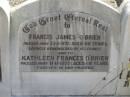 Francis James O'BRIEN, poppy, died 23-3-1971 aged 60 years; Katheleen Frances O'BRIEN, gammie, died 11-11-1977 aged 69 years; Blackbutt-Benarkin cemetery, South Burnett Region 
