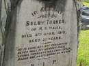 Selby TURNER, of N.S.Wales, died 4 April 1912 aged 31 years; Blackbutt-Benarkin cemetery, South Burnett Region 