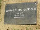 
George Clyde GATFIELD,
died 1947 aged 63 years;
Blackbutt-Benarkin cemetery, South Burnett Region
