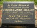 
Frederick James GILLILAND,
husband father,
died 11 Feb 1987 aged 84 years;
Grace GILLILAND,
mother,
wife of Fred,
died 7 Aug 1997 aged 88 years;
Blackbutt-Benarkin cemetery, South Burnett Region
