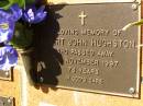 
Albert John HUGHSTON,
died 16 Nov 1997 aged 76 years;
Bribie Island Memorial Gardens, Caboolture Shire
