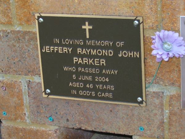 Jeffery Raymond John PARKER,  | died 5 June 2004 aged 46 years;  | Bribie Island Memorial Gardens, Caboolture Shire  | 