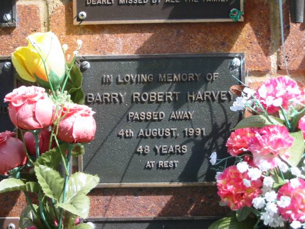 Barry Robert HARVEY,  | died 4 Aug 1991 aged 48 years;  | Bribie Island Memorial Gardens, Caboolture Shire  | 