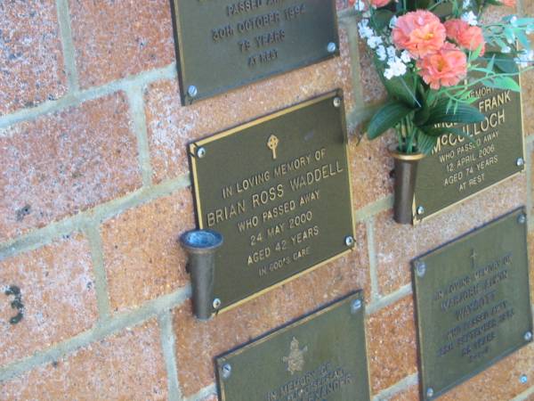 Brian Ross WADDELL,  | died 24 May 2000 aged 42 years;  | Bribie Island Memorial Gardens, Caboolture Shire  | 