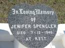 Jenifer SPENGLER, died 7-12-1946; Apostolic Church of Queensland, Brightview, Esk Shire 