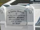 Bertha BRANDT, died 26 April 1945 aged 57 years, wife mother; Apostolic Church of Queensland, Brightview, Esk Shire 
