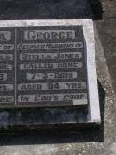 
George Harpur JONES,
died 31 Oct 1951 aged 81 years;
Alice Martha, wife,
died 10 Jan 1964 aged 90 years;
Stella, wife of George JONES,
died 5-12-1988 aged 78 years;
George, husband of Stella Jones,
died 7-3-1996 aged 94 years;
Brookfield Cemetery, Brisbane
