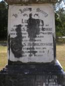 
Lucinda, wife of James S. BRIMBLECOMBE,
died 11 May 1912 aged 80 years;
James S. BRIMBLECOMBE,
died 23 Nov 1915 aged 89 years;
Brookfield Cemetery, Brisbane
