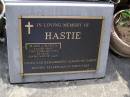 
Mary Ursula HASTIE,
died 23 Feb 2004 aged 78 years,
wife of Alan;
Brookfield Cemetery, Brisbane
