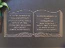 
William Arthur Prenton GRADWELL,
born 16-07-1922 died 28-10-2002;
Anne GRADWELL,
born 18-06-1926 died 2-8-2003;
Brookfield Cemetery, Brisbane
