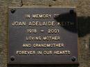 
Joan Adelaide KEITH,
1918 - 2001,
mother grandmother;
Brookfield Cemetery, Brisbane
