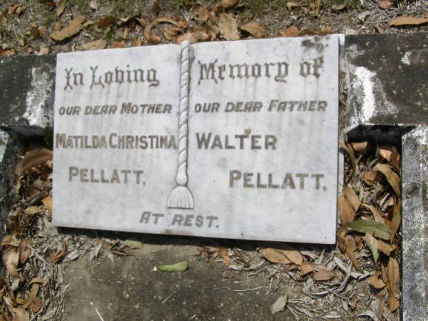 Matilda Christina PELLATT, mother;  | Walter PELLATT, father;  | Brookfield Cemetery, Brisbane  | 