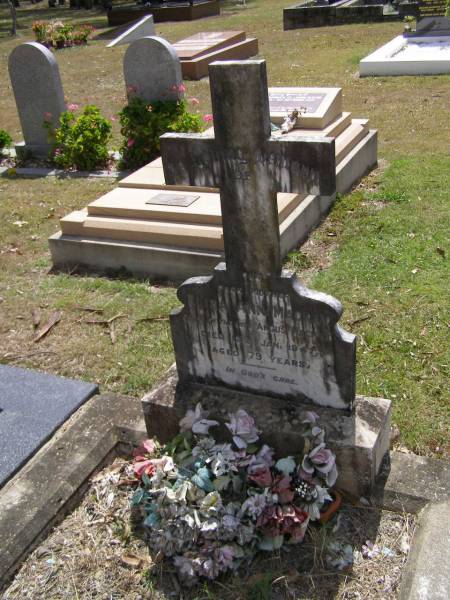 Eliza Ann MACKAY, mother,  | relict of the late Angus MACKAY,  | died 12 Jan 1947 aged 79 years;  | Brookfield Cemetery, Brisbane  | 