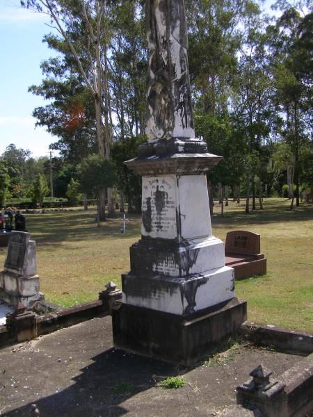 Lucinda, wife of James S. BRIMBLECOMBE,  | died 11 May 1912 aged 80 years;  | James S. BRIMBLECOMBE,  | died 23 Nov 1915 aged 89 years;  | Brookfield Cemetery, Brisbane  | 