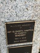 
Amy Elizabeth Hampton MASSEY
b: 1921
d: 2013

Memorial garden Brookfield Anglican Church of the Good Shepherd

